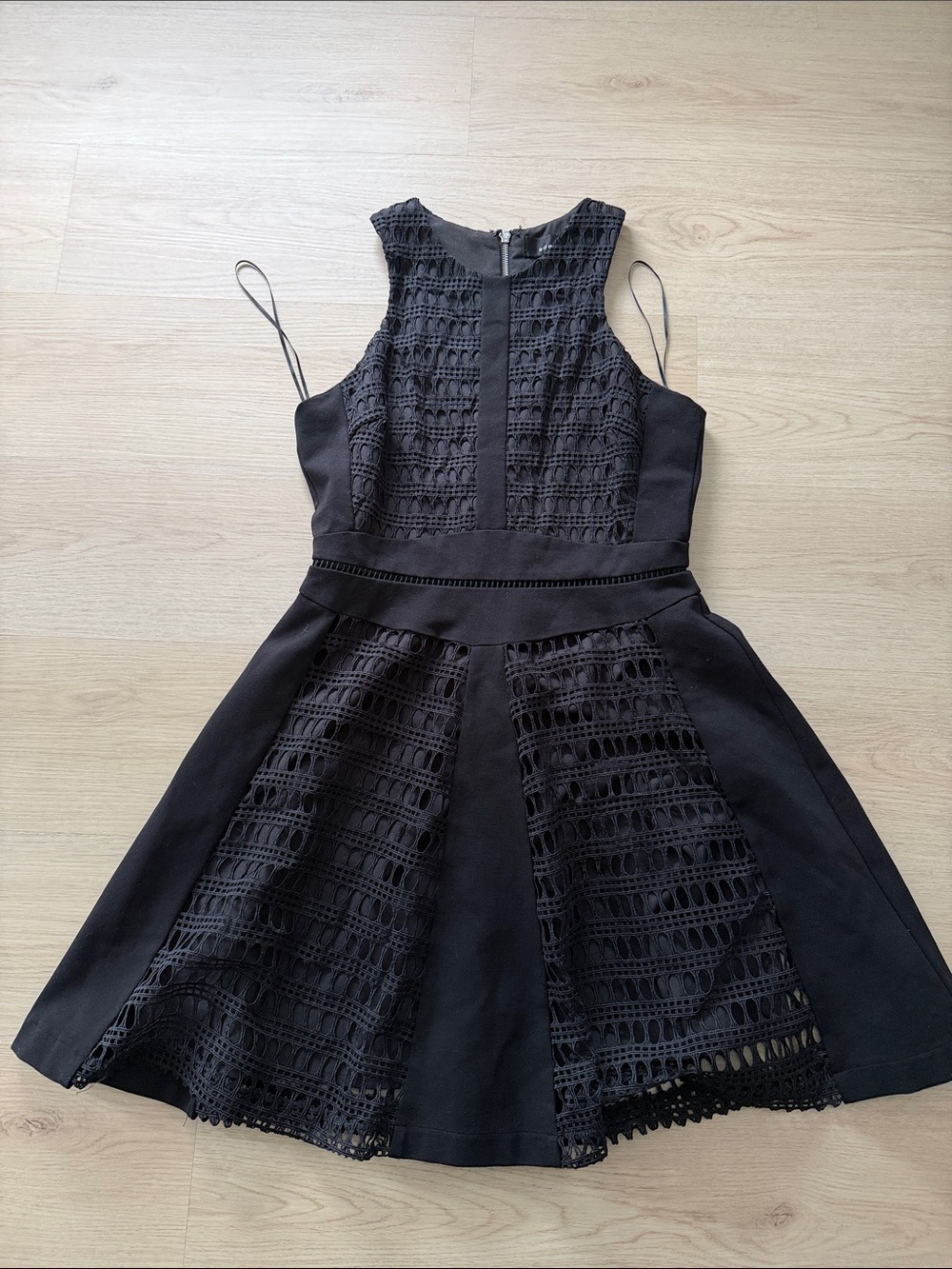 Adelyn Rae Black Lace Panel Mini Dress